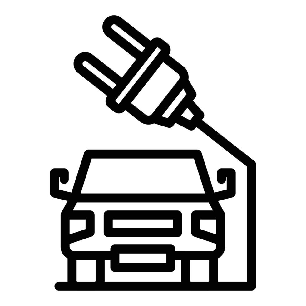 icono de enchufe de coche eléctrico, estilo de contorno vector