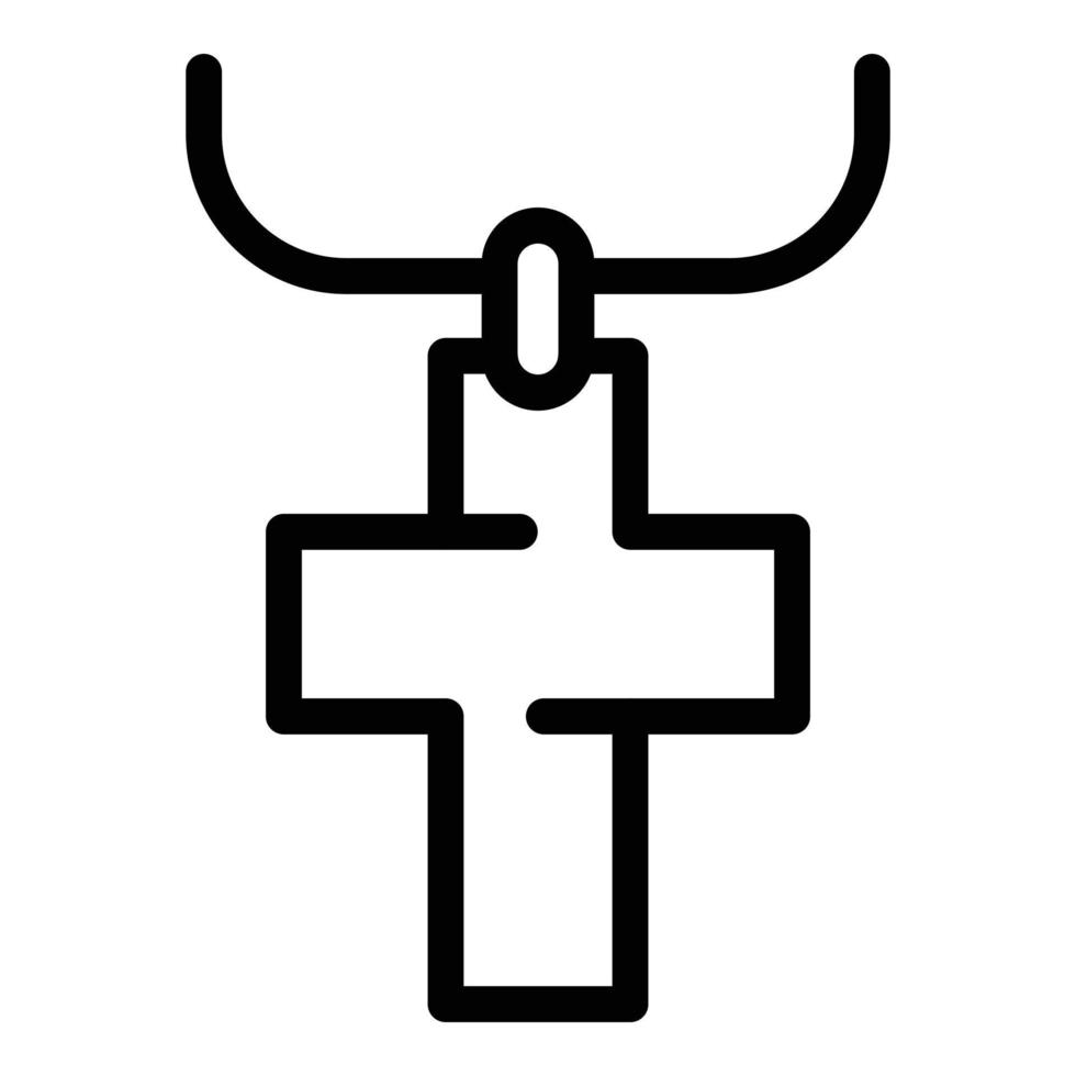 Cross pendant icon, outline style vector
