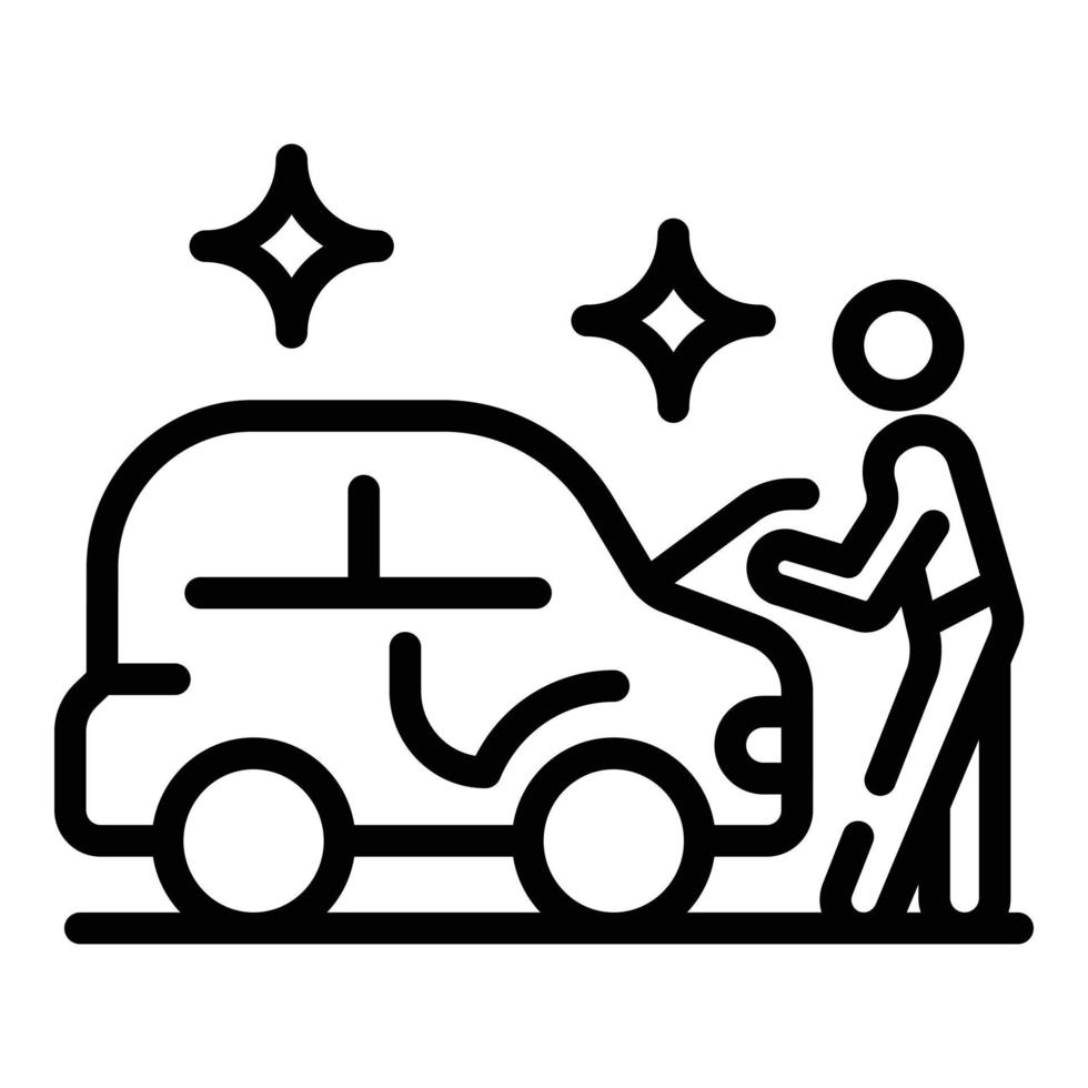 Man take car after repair icon, outline style vector