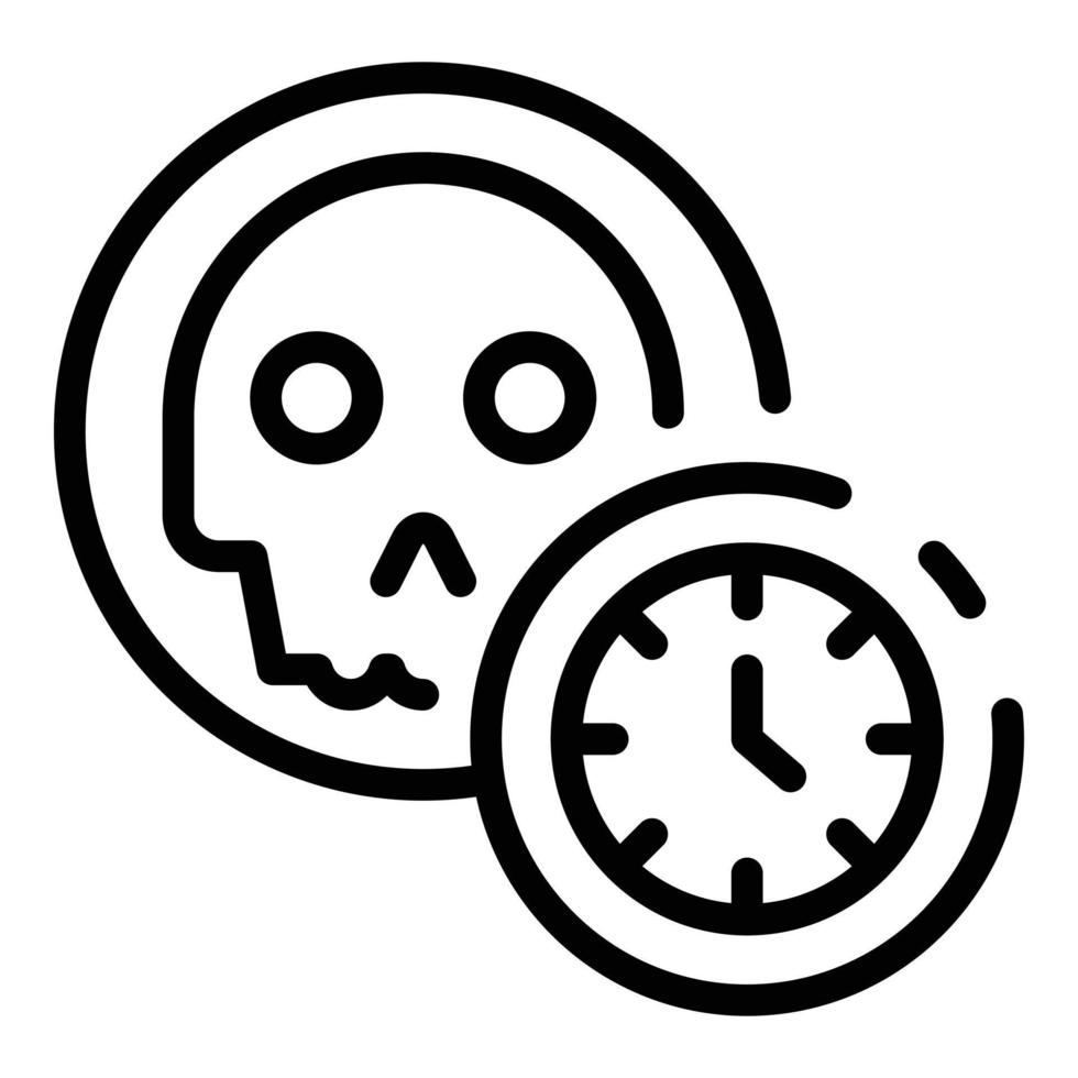 icono de calavera y tiempo, estilo de esquema vector