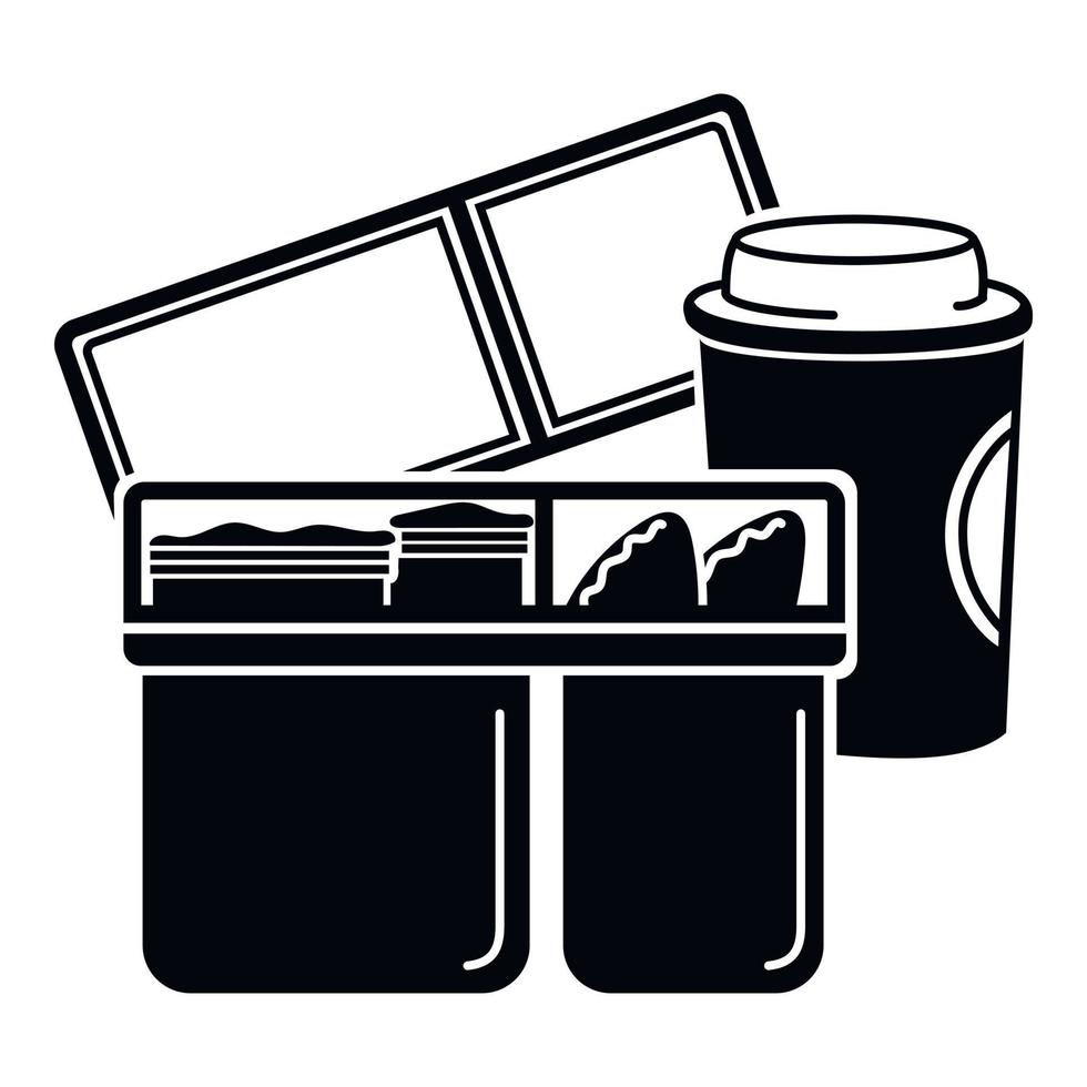 Open lunch box icon, simple style vector