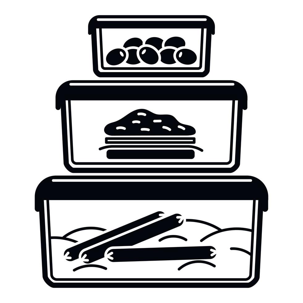Stack of lunch box icon, simple style vector