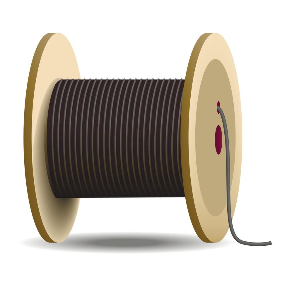 Cable coil icon, realistic style vector