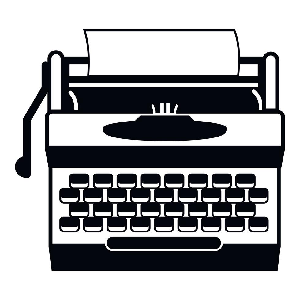 icono de máquina de escribir antigua, estilo simple vector