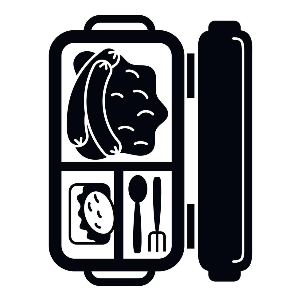 Sausage lunch box icon, simple style vector