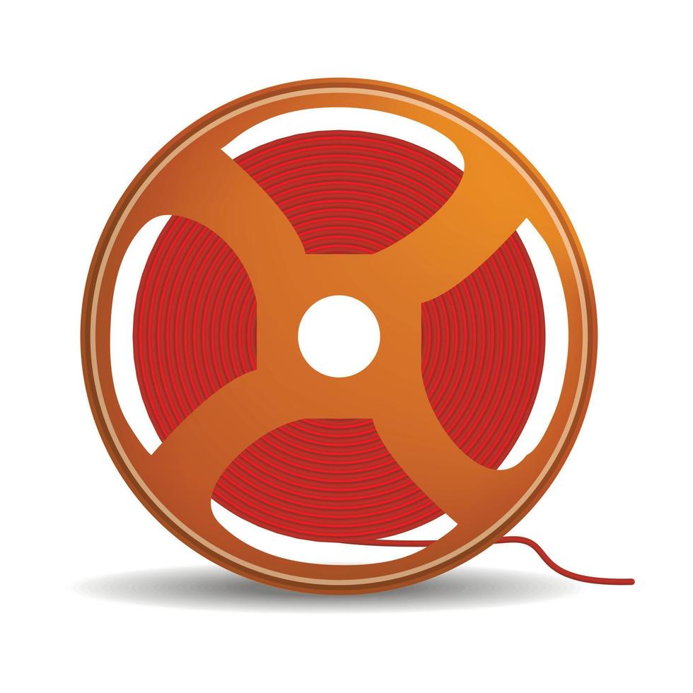 icono de bobina de cable rojo, estilo realista vector