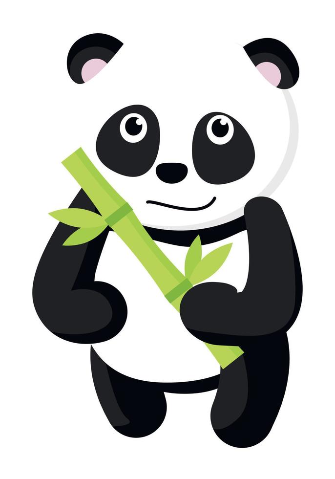 Cute panda icon, flat style vector