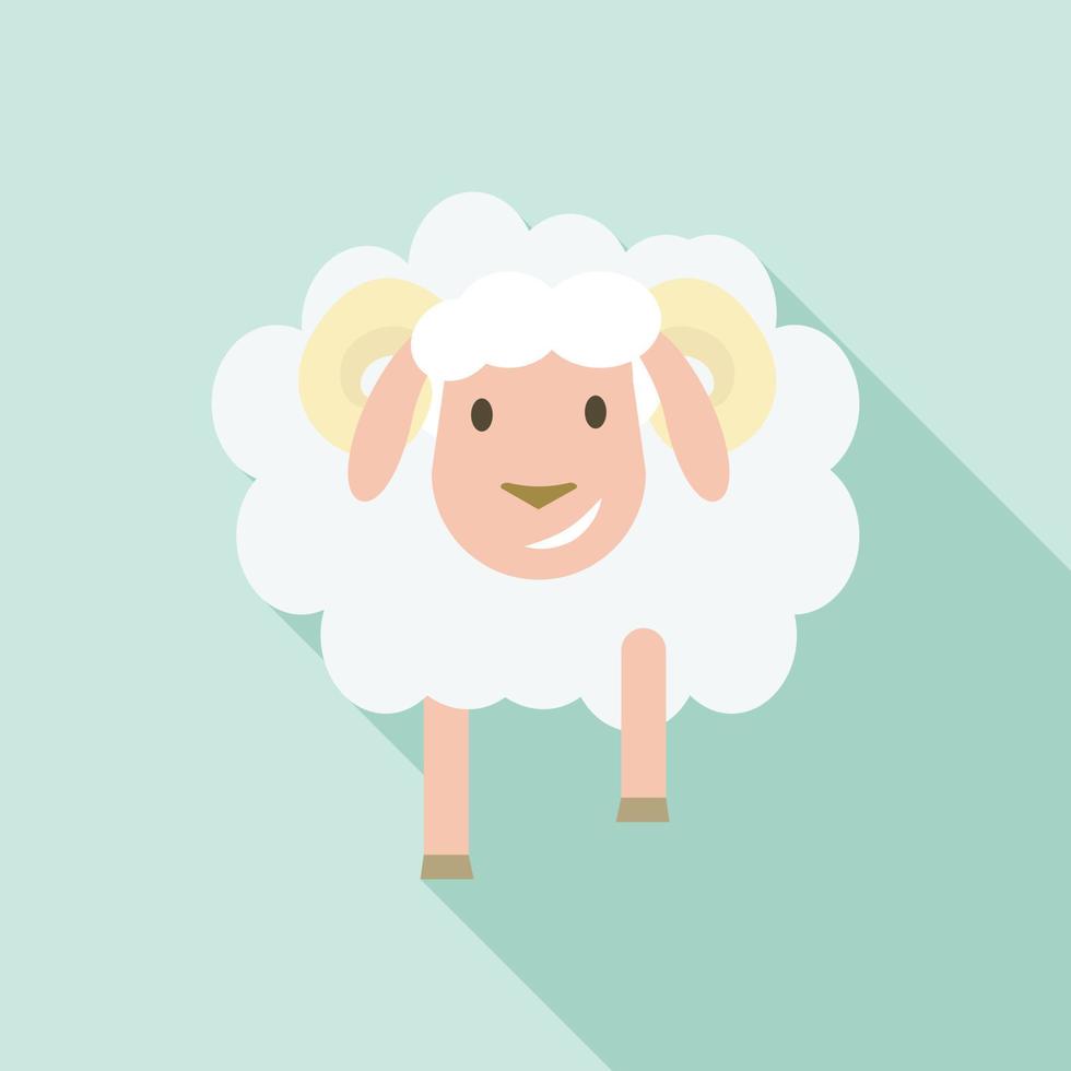 Smile sheep icon, flat style vector