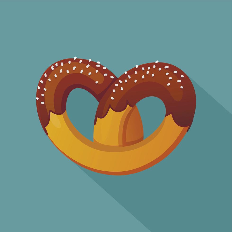 German pretzel icon, flat style vector
