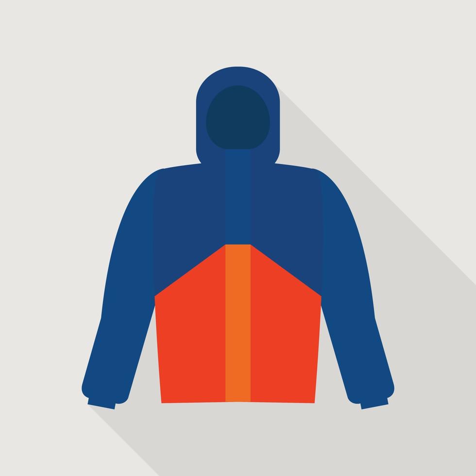 icono de chaqueta de montaña, estilo plano vector