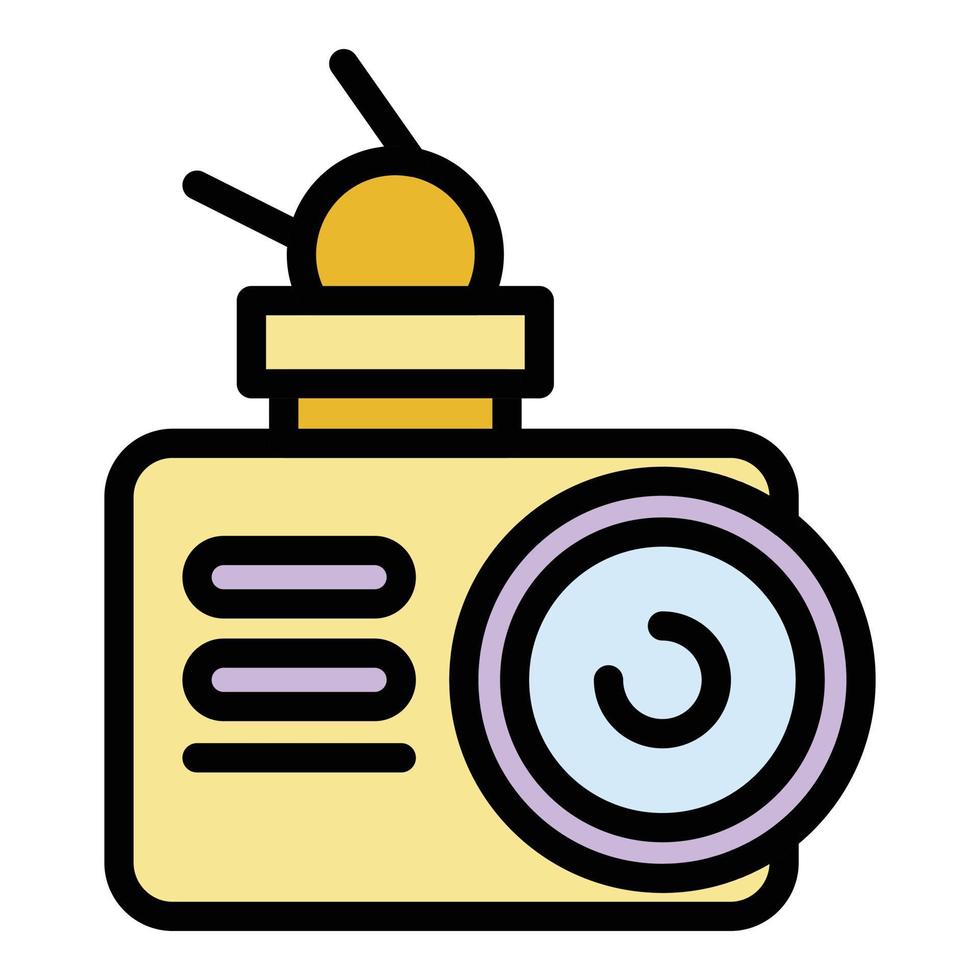 Outdoor camera front view icon color outline vector