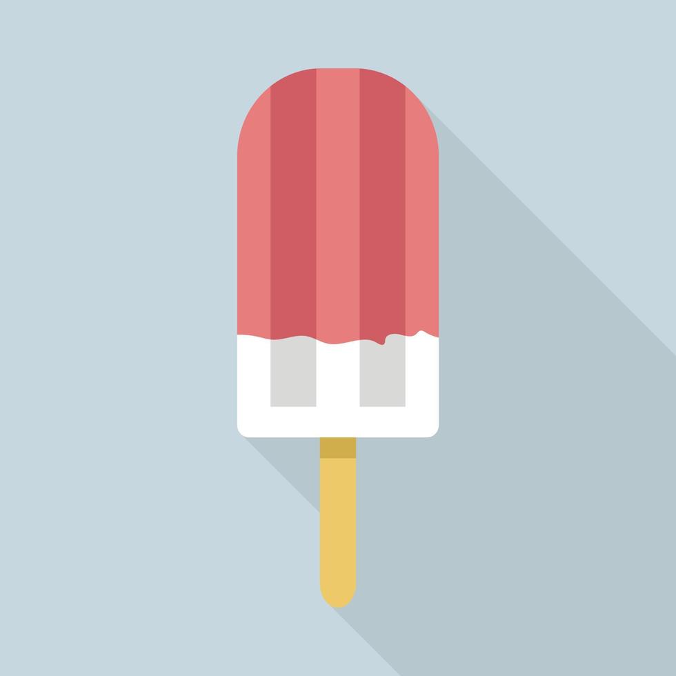 Vanilla strawberry popsicle icon, flat style vector