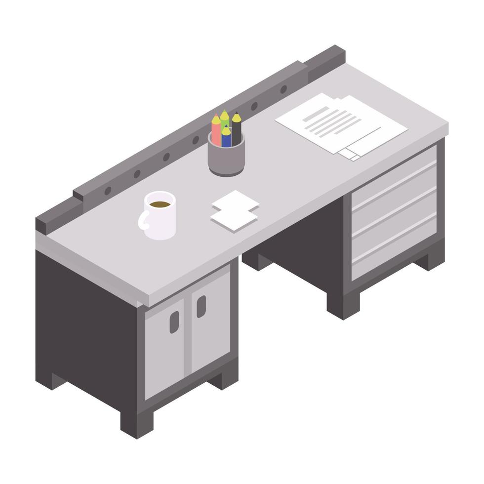 Garage work table icon, isometric style vector