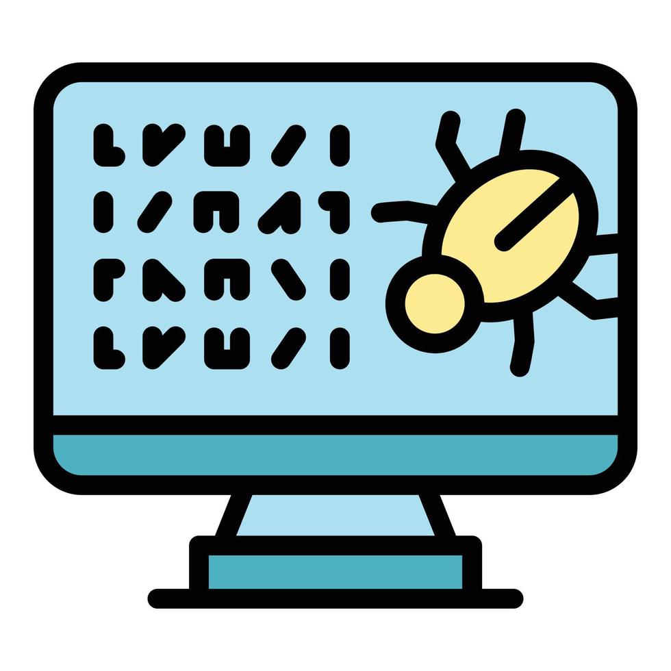 Monitor malware icon color outline vector