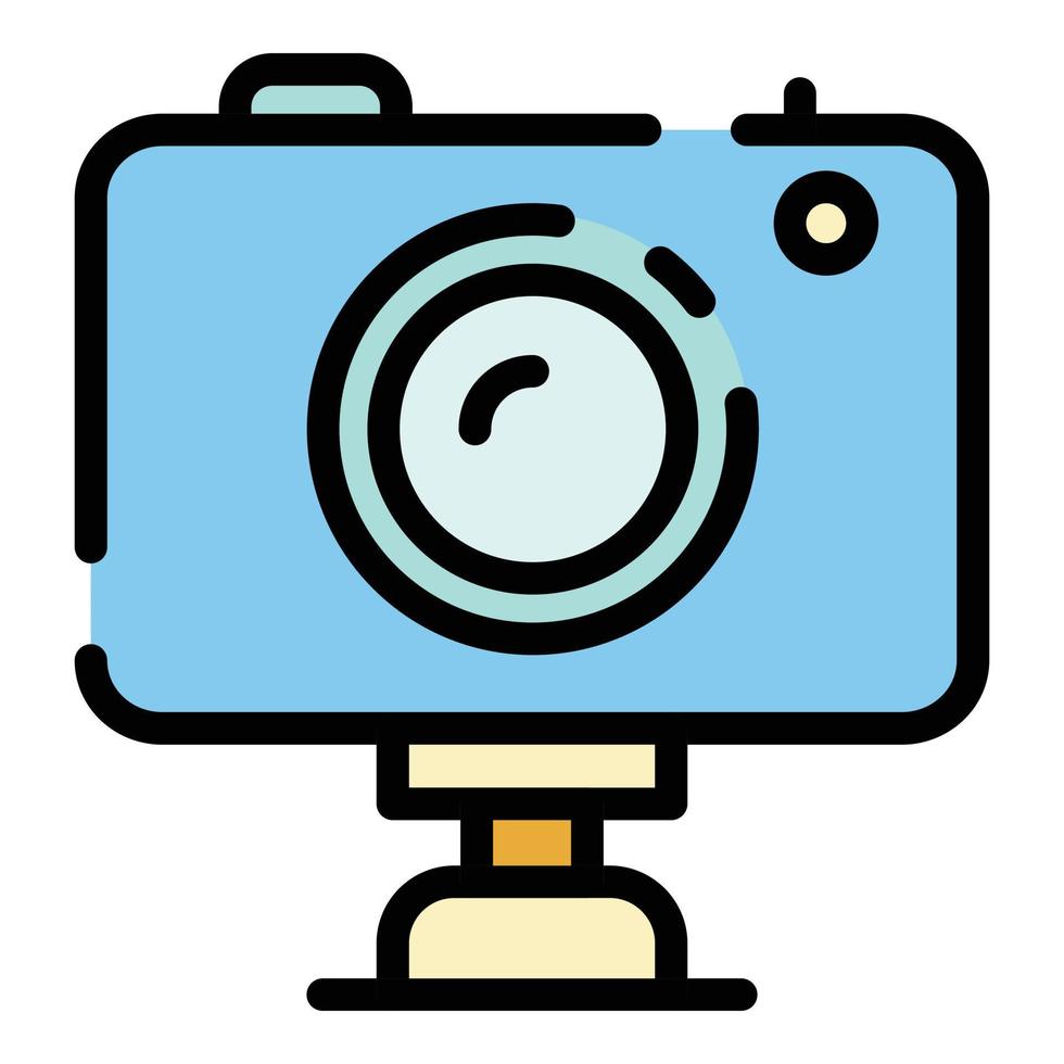 Helmet camera icon color outline vector