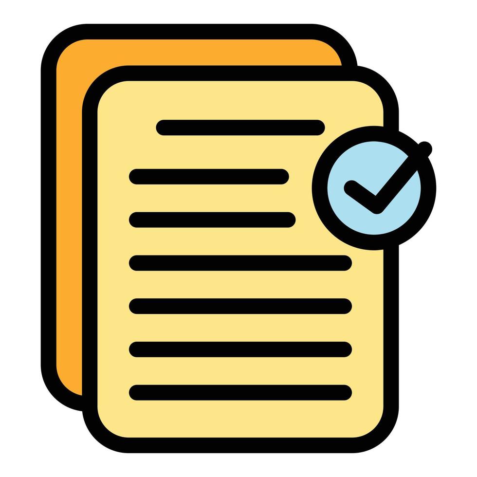 Approved files icon color outline vector