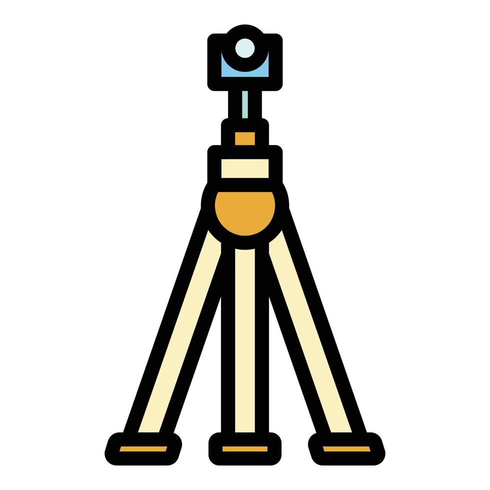 Camera on tripod icon color outline vector