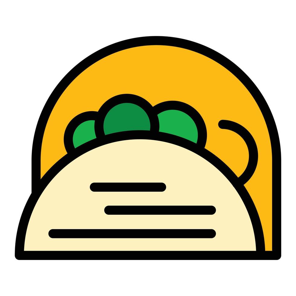 Wheat pita bread icon color outline vector