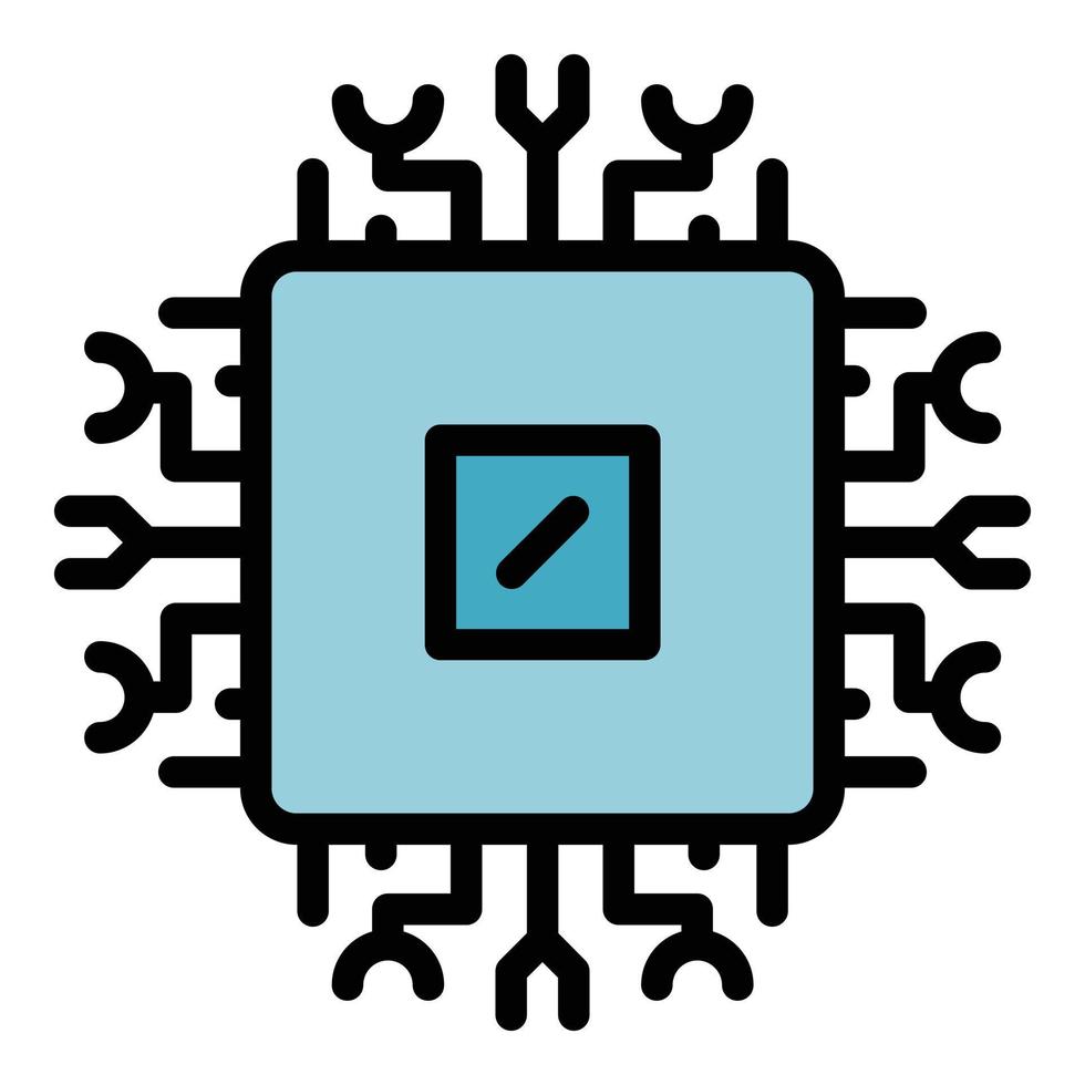 Processor interface icon color outline vector