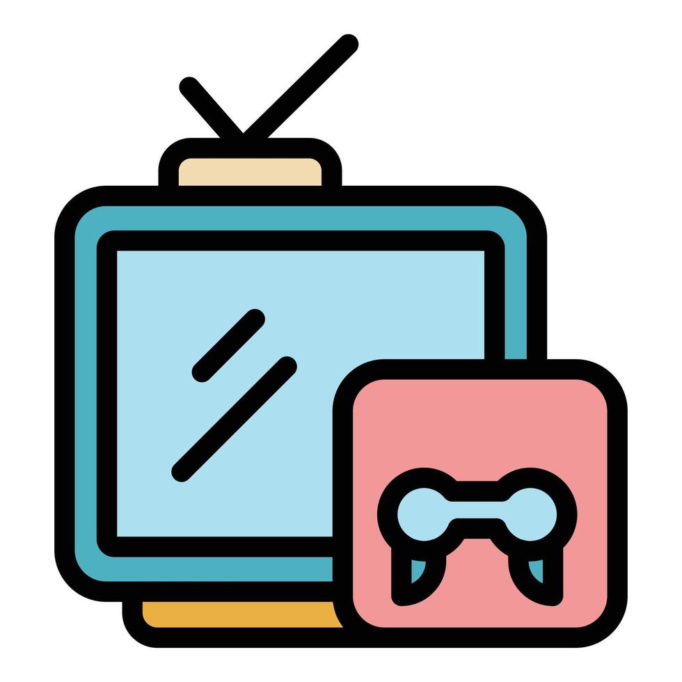 Interactive tv gaming icon color outline vector