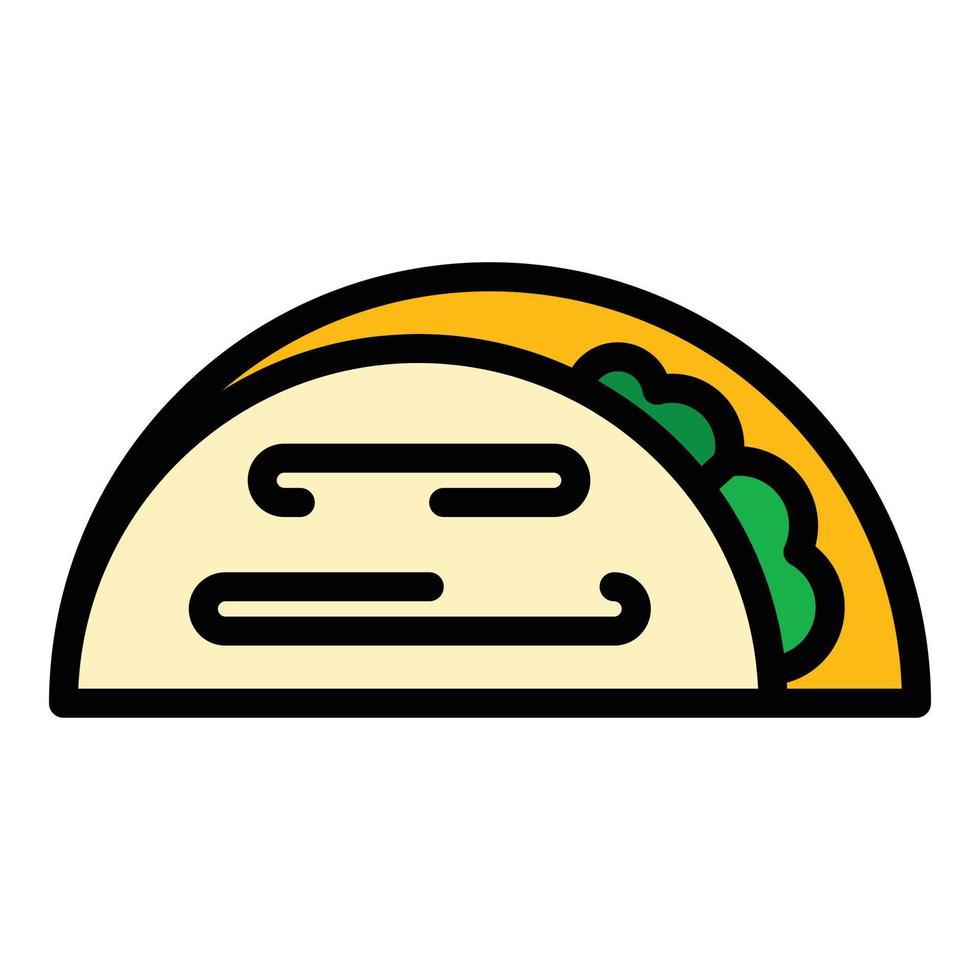 vector de contorno de color de icono de pan de pita sándwich