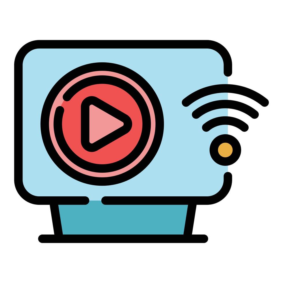 Interactive tv wifi icon color outline vector