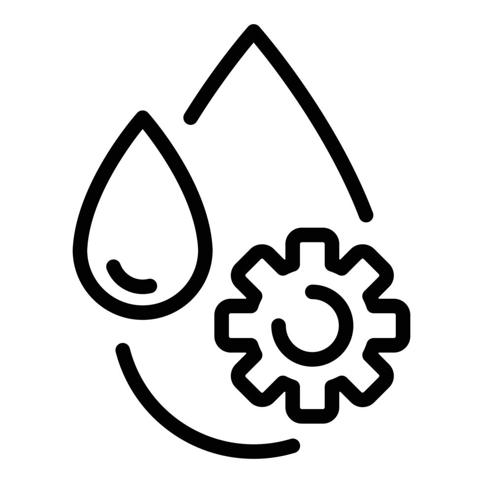 Drop water and gear icon, outline style vector