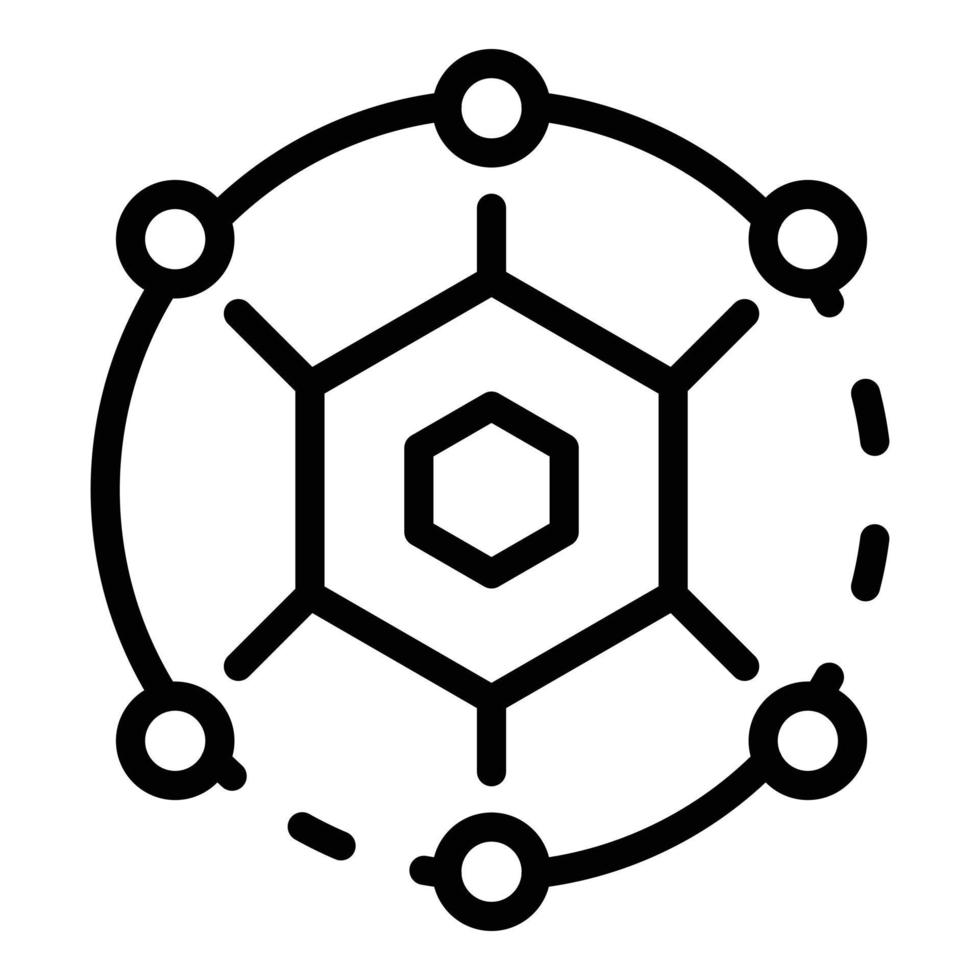 icono de estructura molecular, estilo de esquema vector