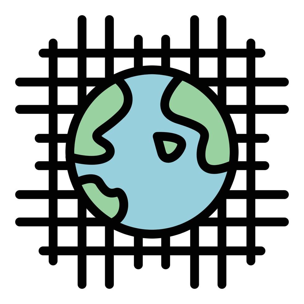 Global net interaction icon color outline vector