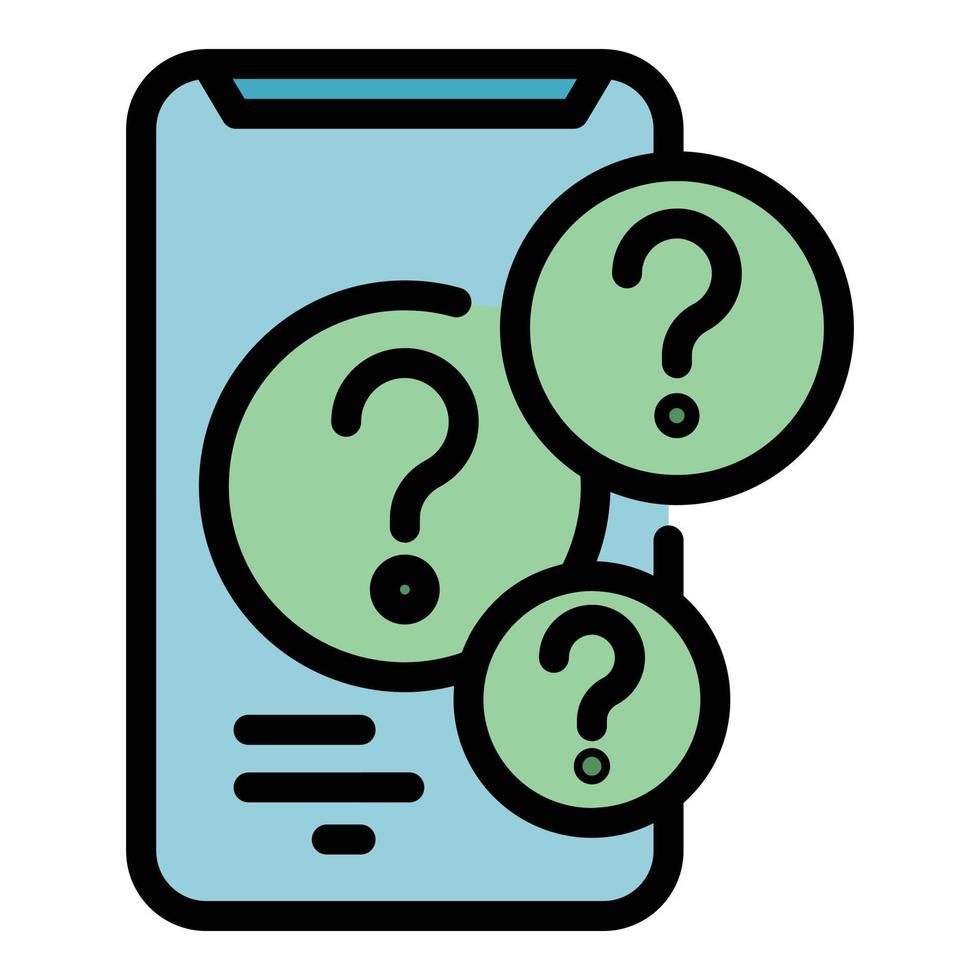 Smartphone question interaction icon color outline vector