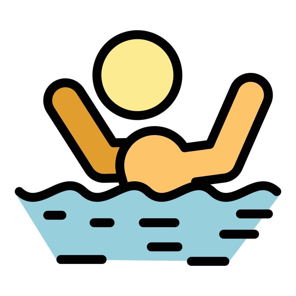 Careless person swimming icon color outline vector