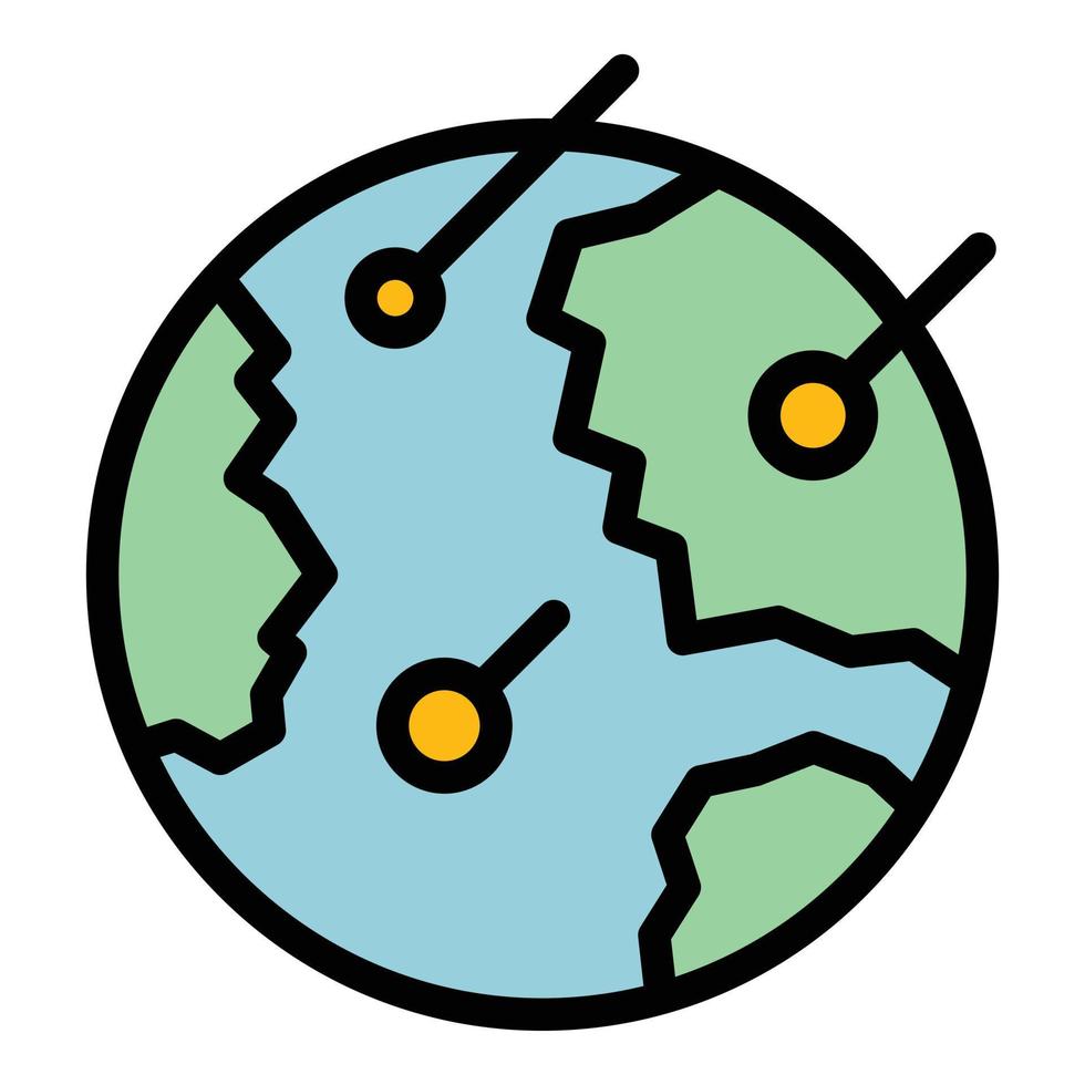 Apocalypse asteroid icon color outline vector