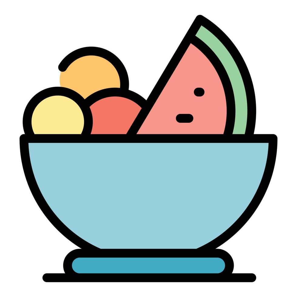 Tasty fruit salad icon color outline vector