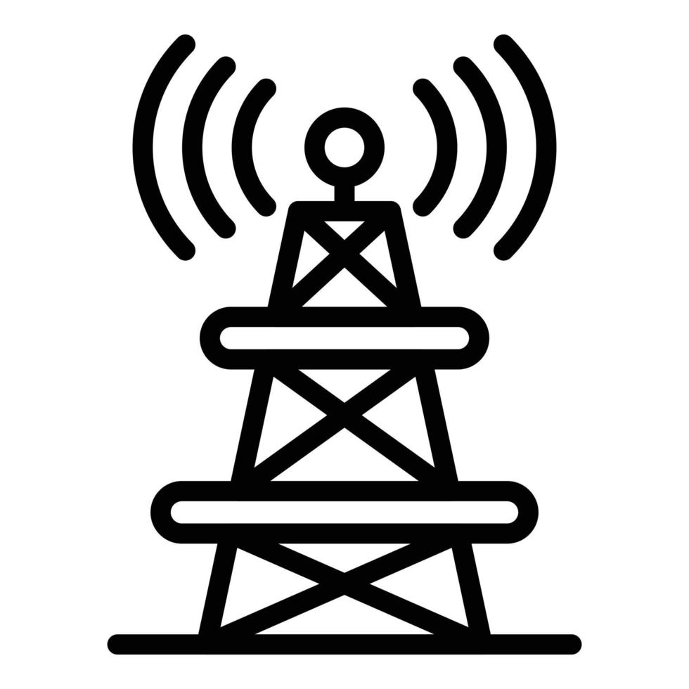 icono de torre de radio, estilo de esquema vector
