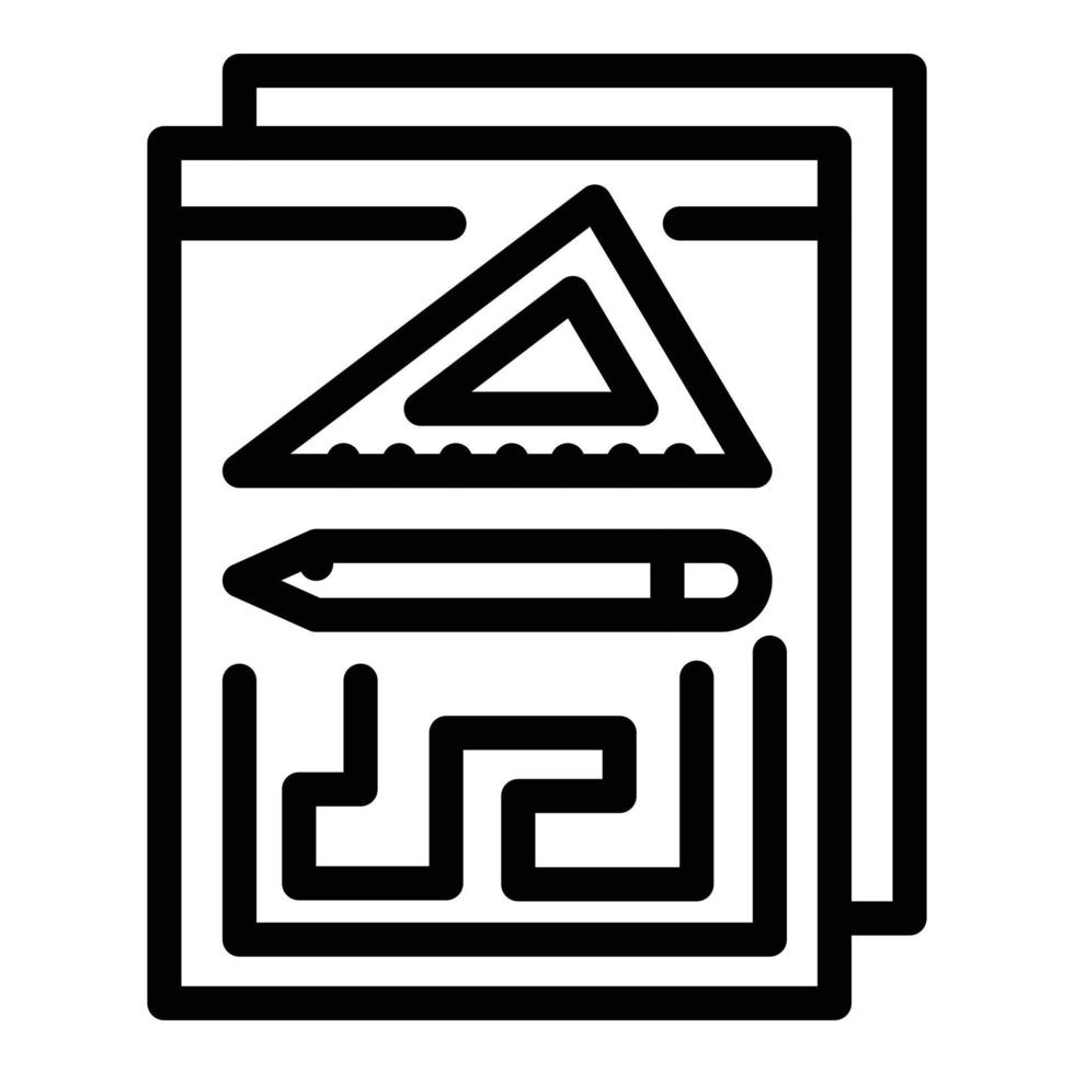 Engineer drawing plan icon, outline style vector