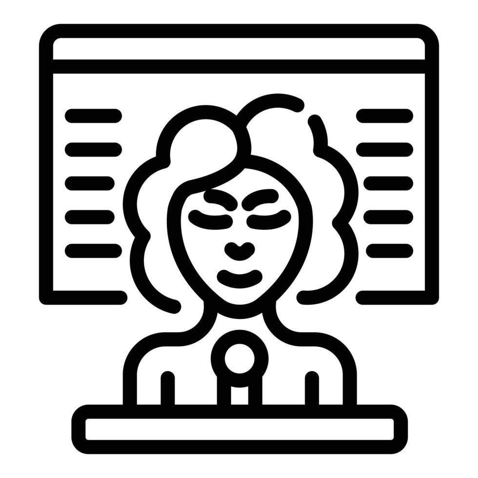 Tv reporter icon, outline style vector