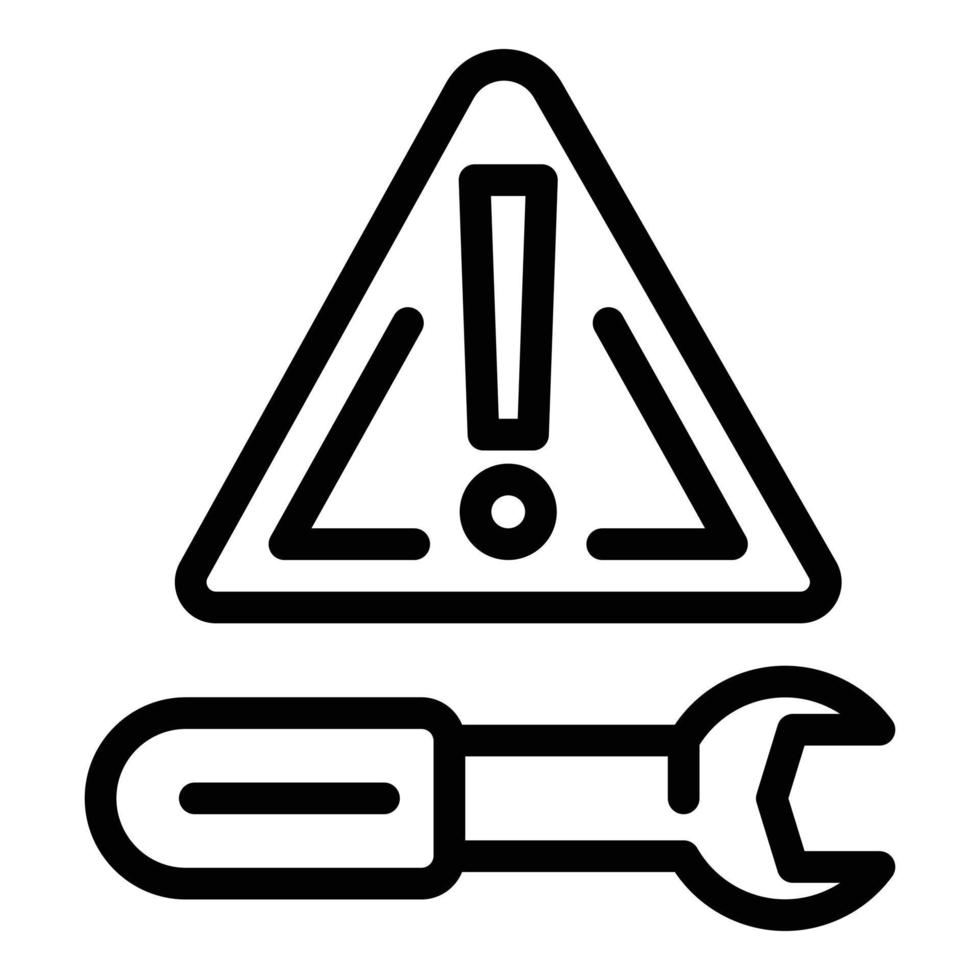 Attention wrench engineer icon, outline style vector