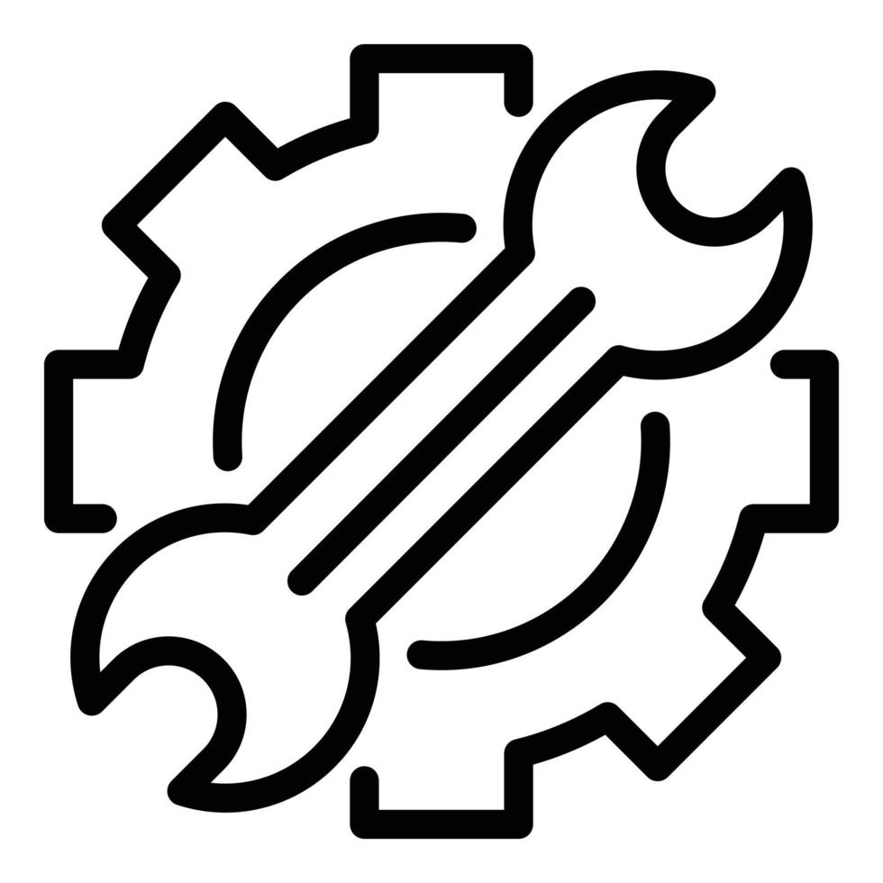 Gear wrench engineer icon, outline style vector