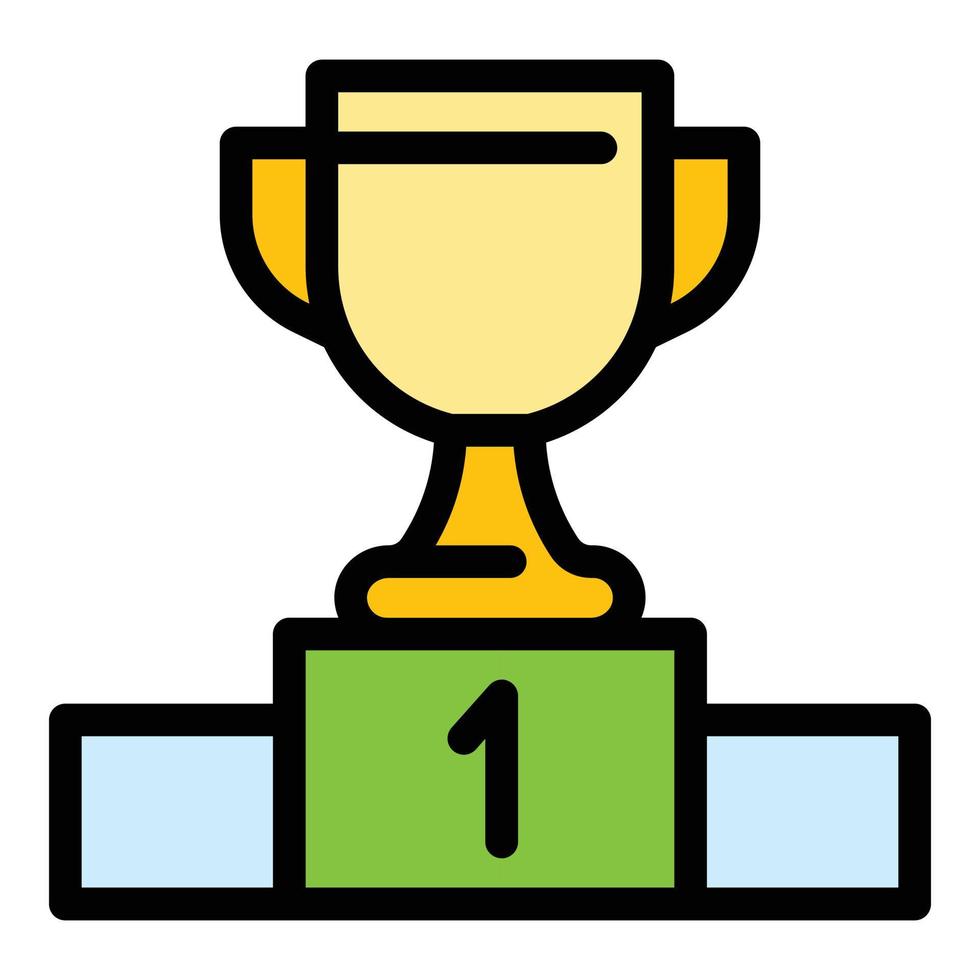 Gold cup podium icon color outline vector