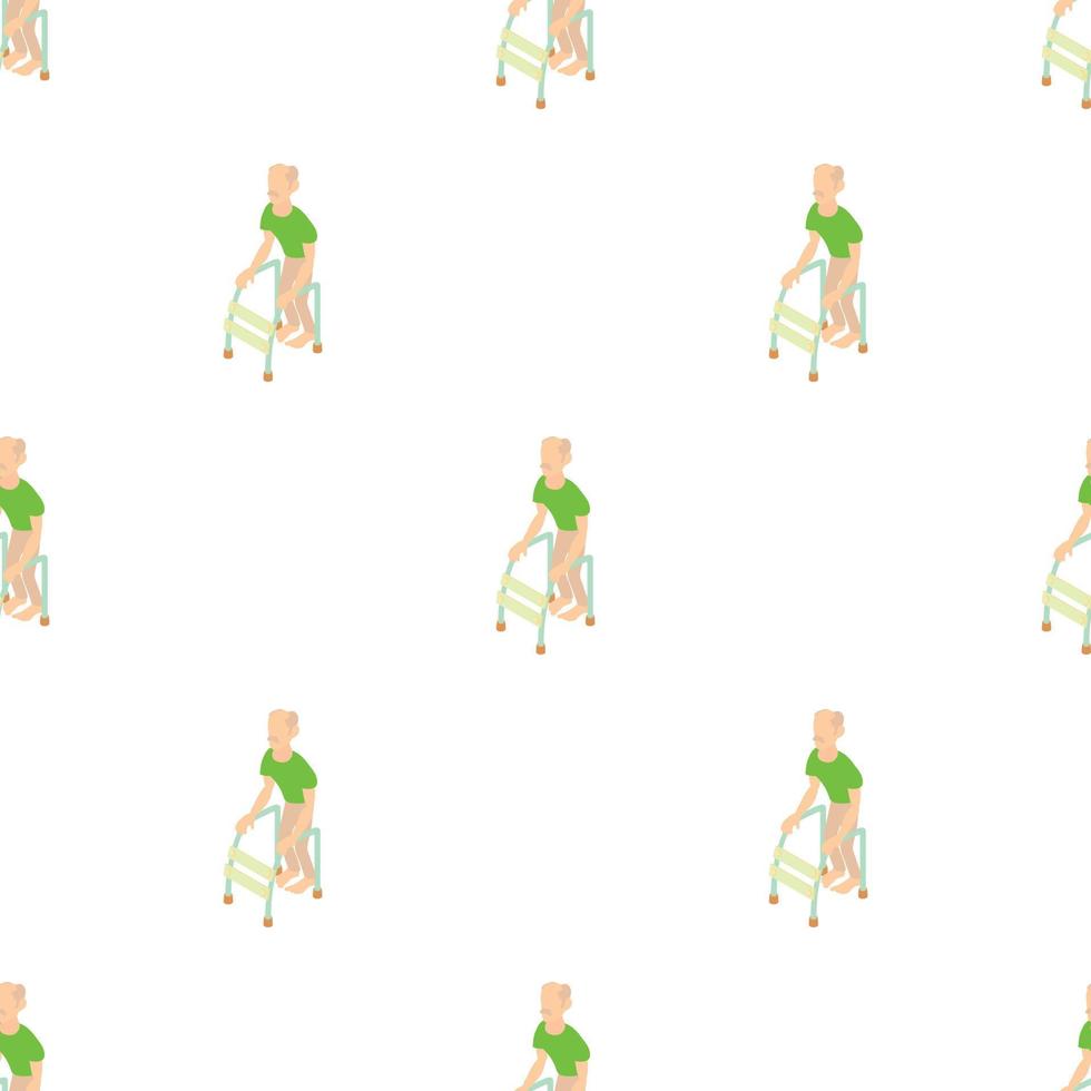 Old man with walking frame pattern seamless vector