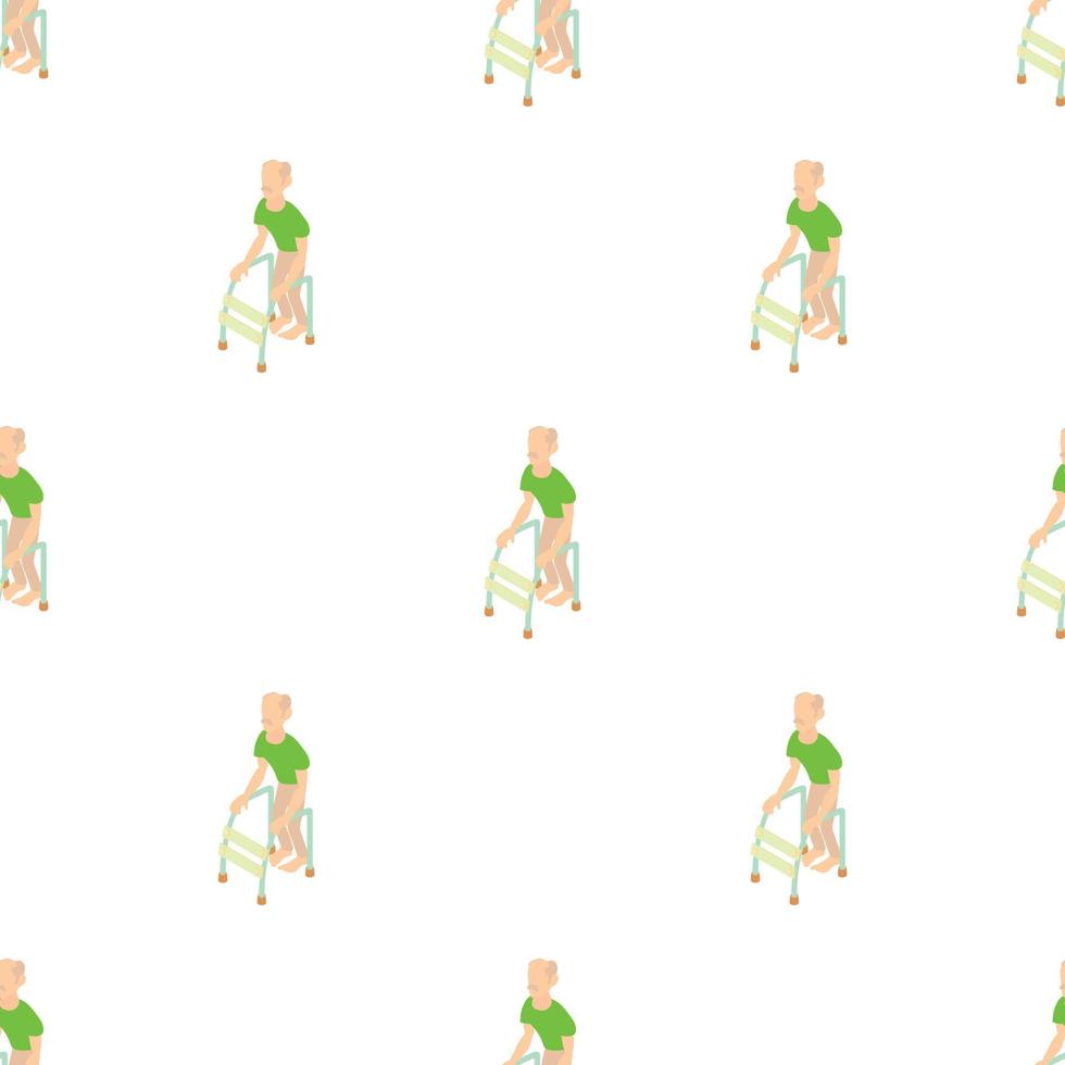 Old man with walking frame pattern seamless vector