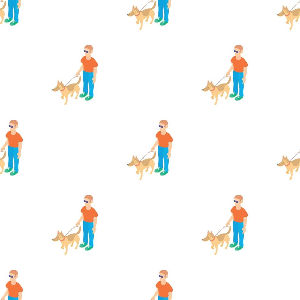 Blind man with guide dog pattern seamless vector