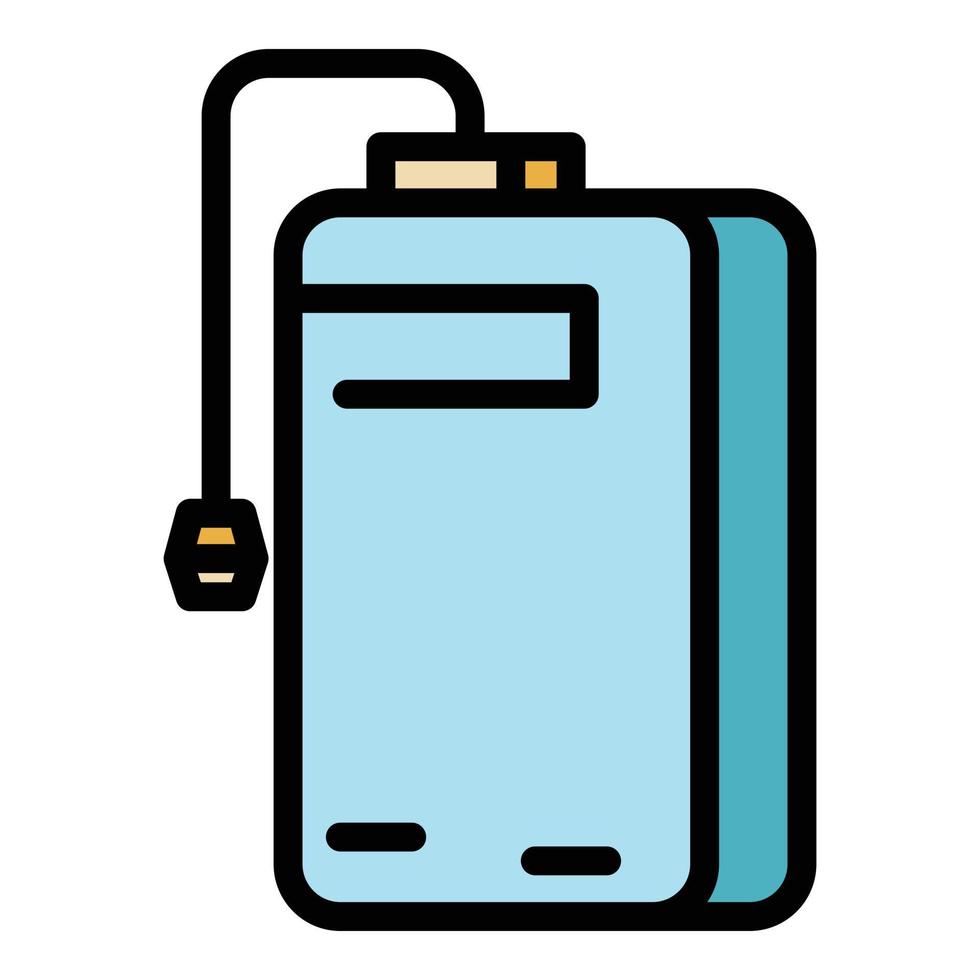 Battery power bank icon color outline vector