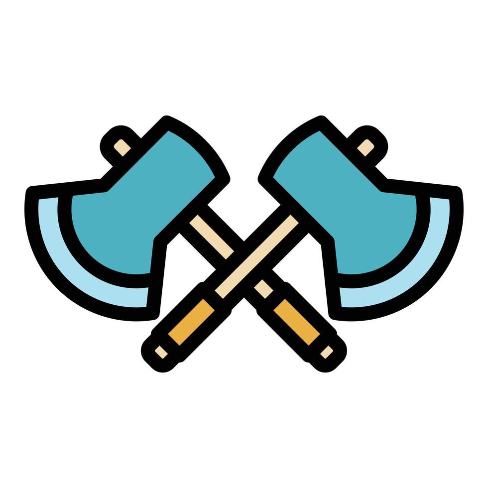 Rescuer crossed axes icon color outline vector