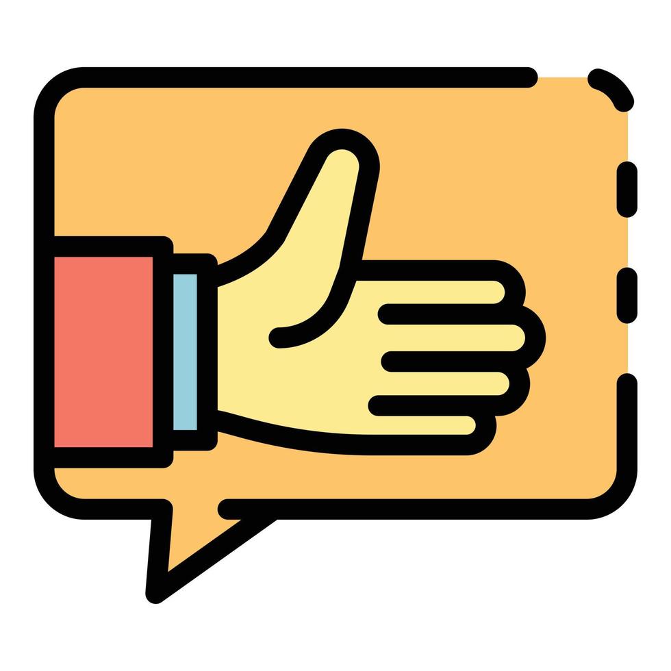 Thumb up chat bubble product review icon color outline vector