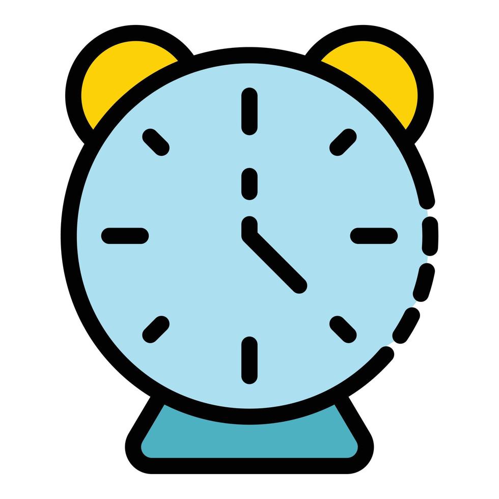 Classic alarm clock icon color outline vector