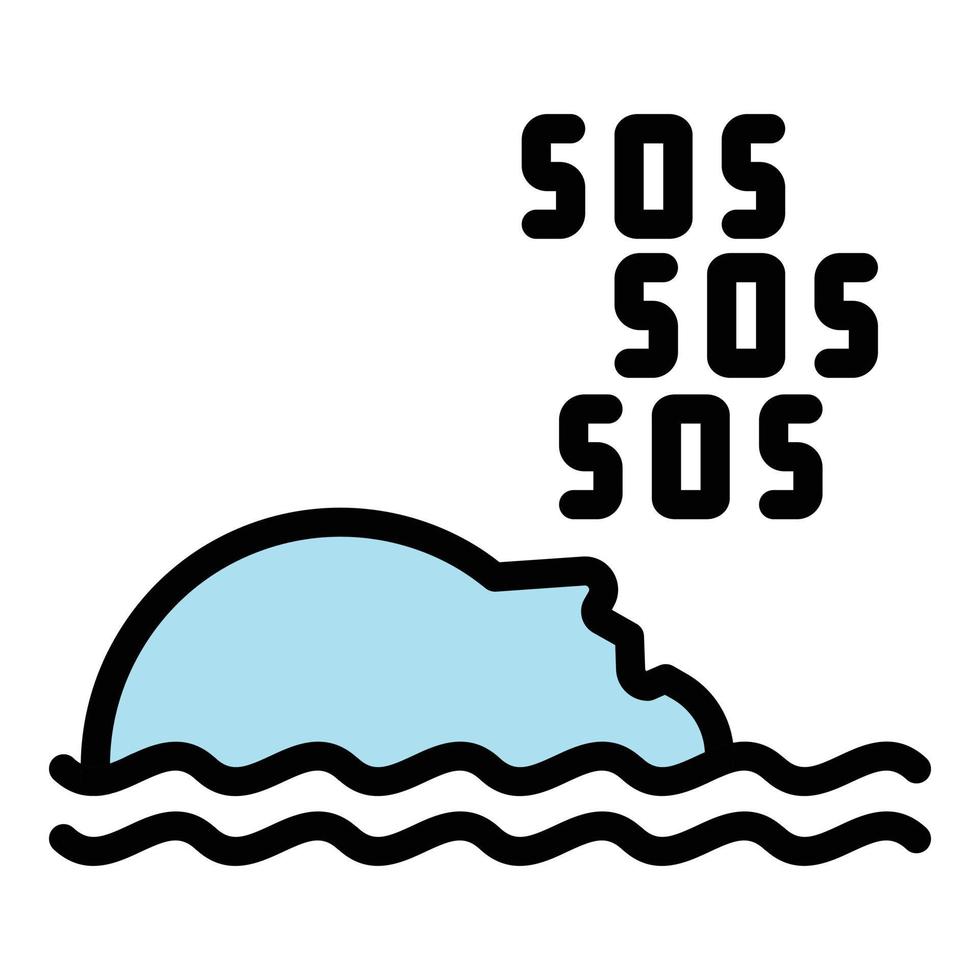 Sos rescuer water icon color outline vector