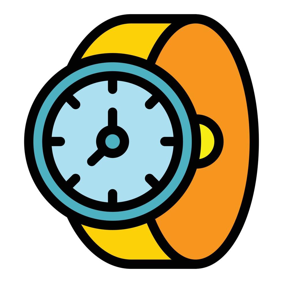 Hand watch icon color outline vector