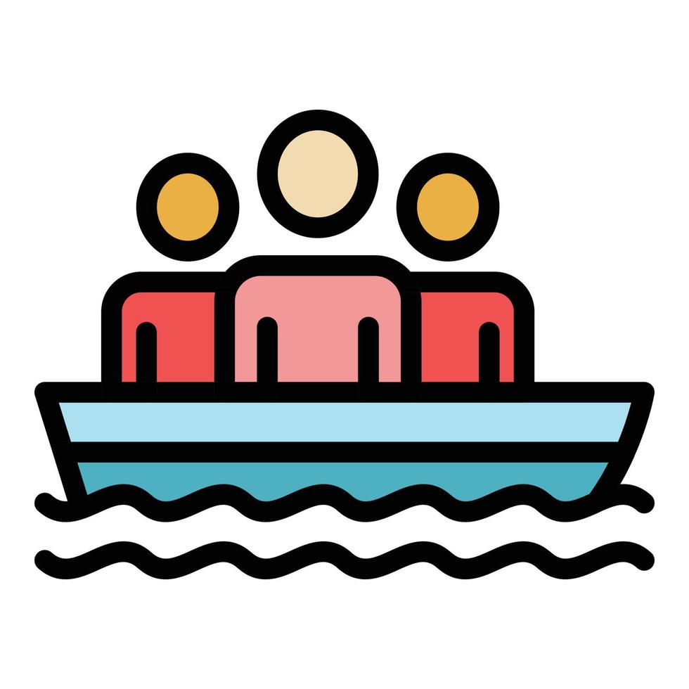 People in rescue boat icon color outline vector