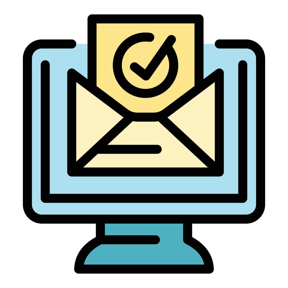 Mail subscription icon color outline vector